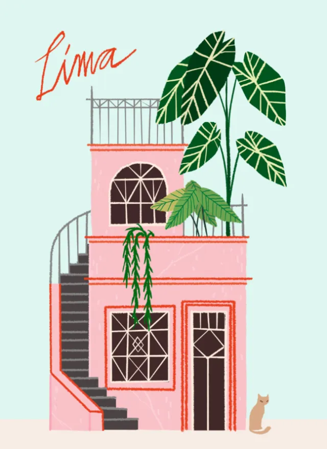 Lima building watercolor design