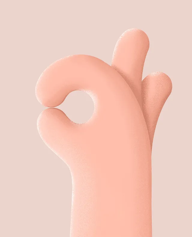 3D pastel pink hand making an OK gesture by Samy Löwe