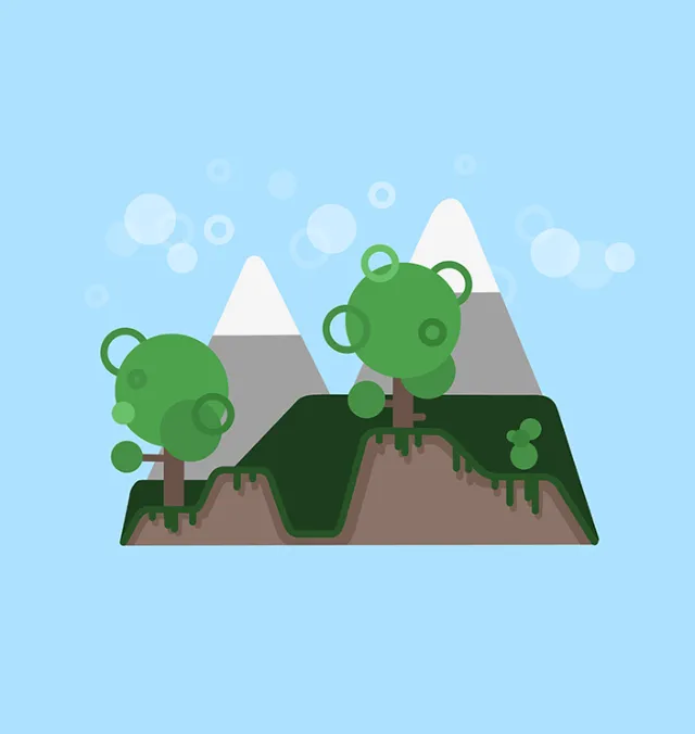 Cartoon & Humour green balls on mountain