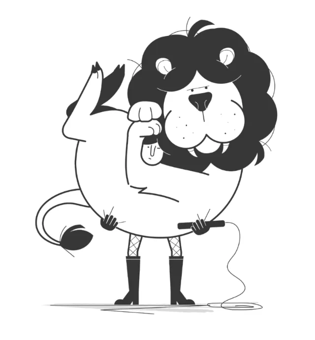Comic illustration of lion