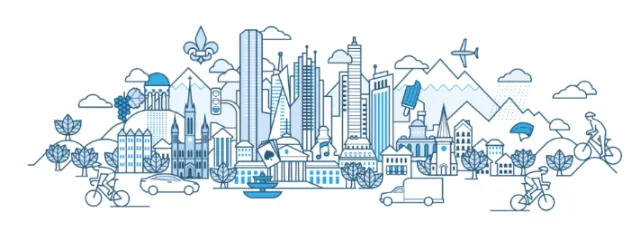 Line art of city life 