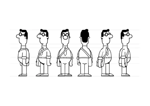man standing in different poses vector illustration 