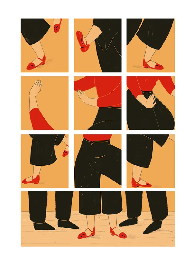 Storyboard illustration of dance 