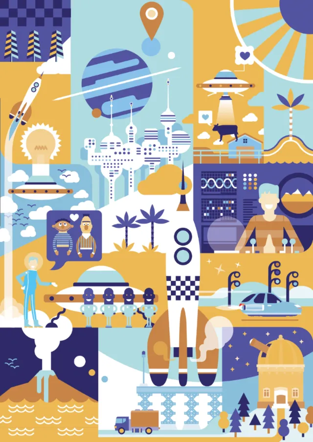 Space village vector illustration 