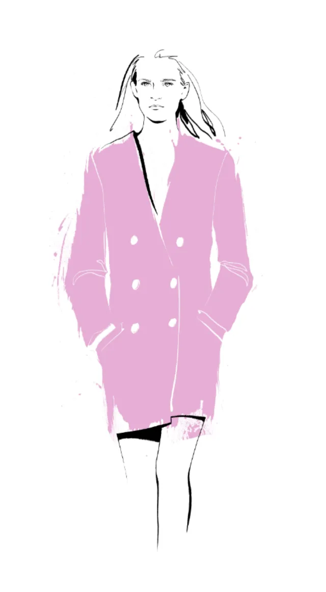 Elegant pink fashion long coat illustration