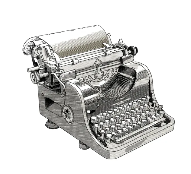 Black and white illustration of typewriter