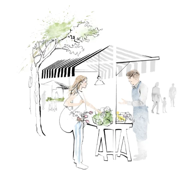Painting of vegetable store