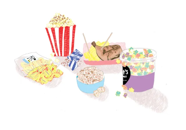 Food & Drinks Popcorn and meat