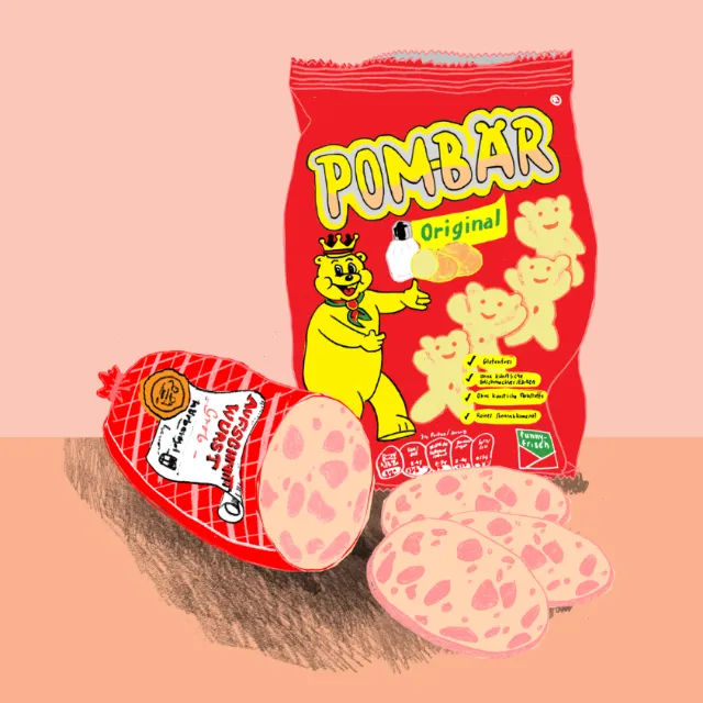 Pom bar snacks graphic design