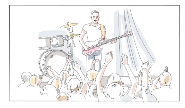 Live band performance with guitarist and audience by Björn von Schlippe