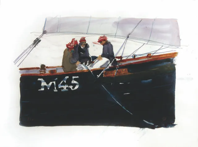 Watercolor illustration M45 boat
