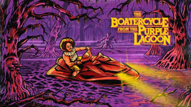 Poster design of the botercycle from the purple lagoon
