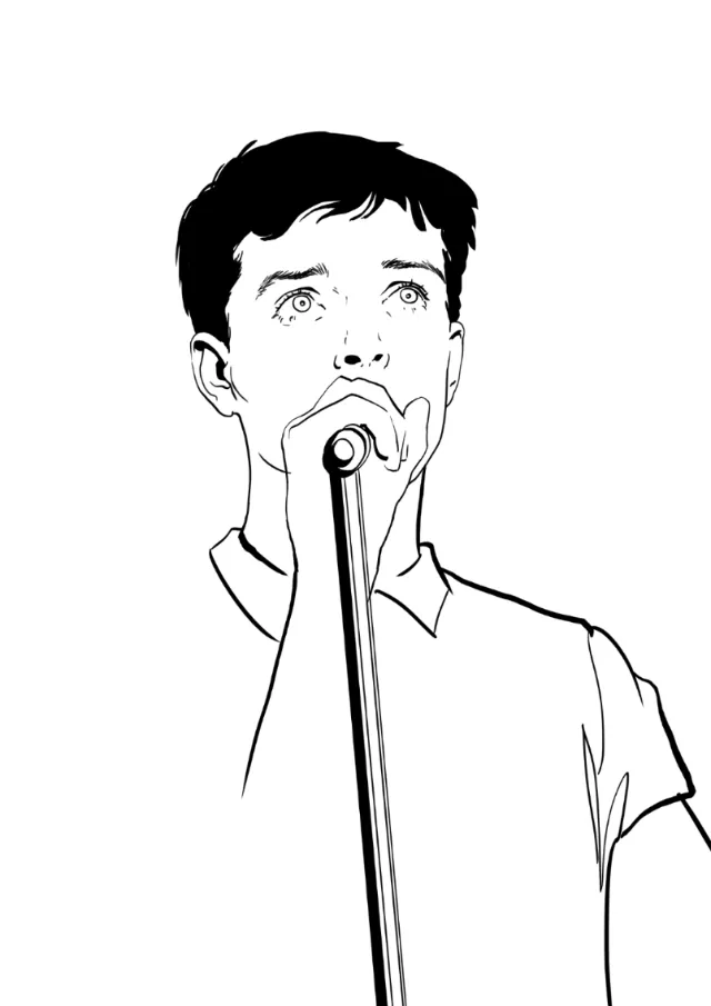 Line portrait of male singer