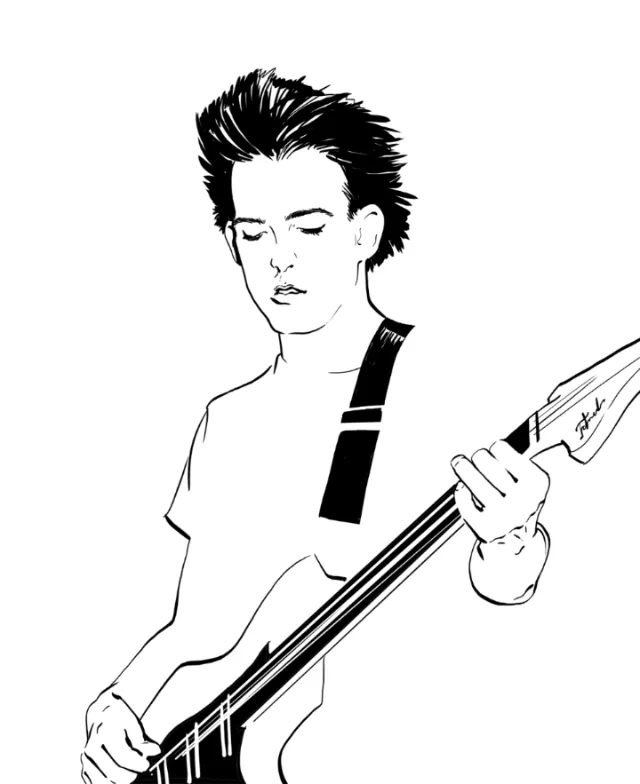Line art of guitarist