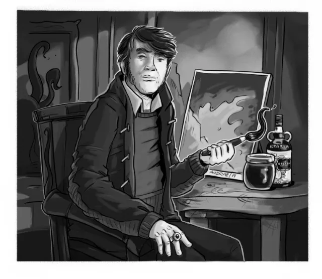 Loose illustration style of man with paint brush
