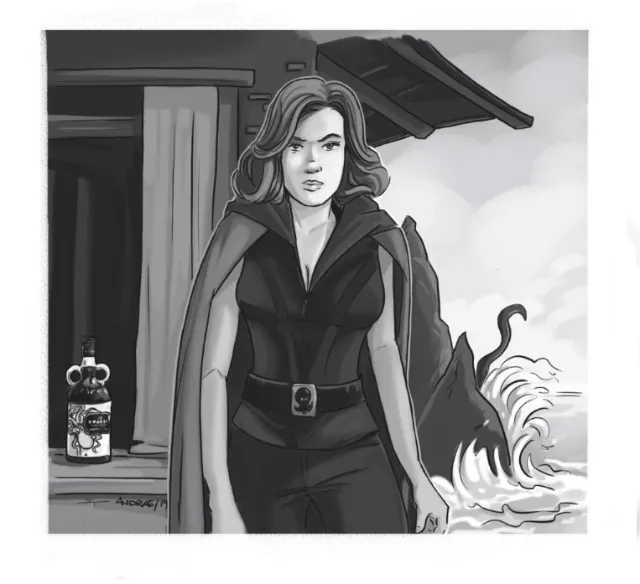 black and white loose illustration of woman