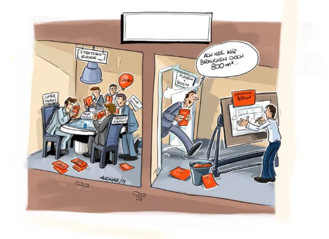 Colorful infographic sketch of office
