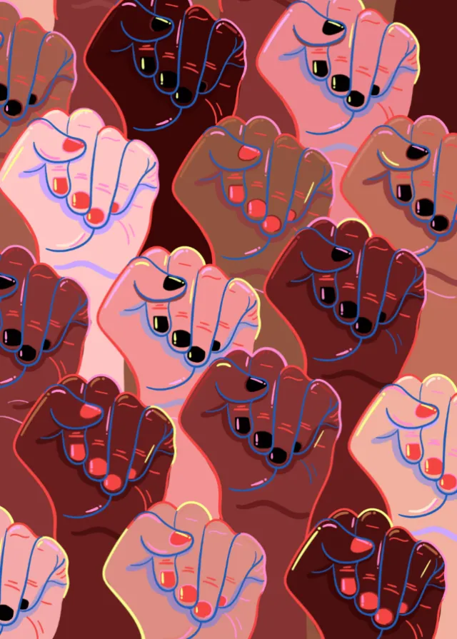 Graphic closed fists
