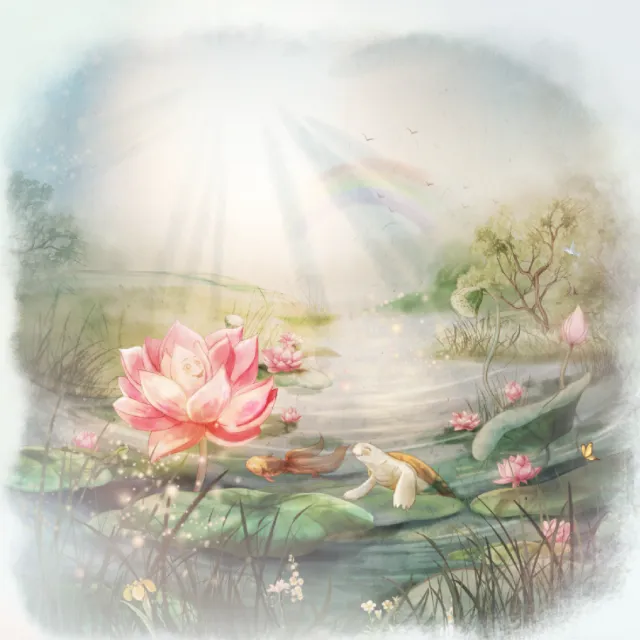 Fantasy sunrays on flowers