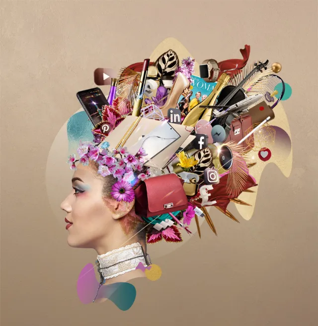 Advertising Media Branding woman with brands