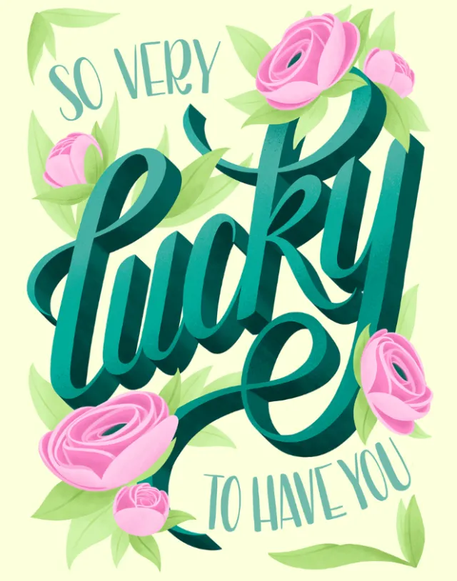 Hand lettering od so very lucky to have you 