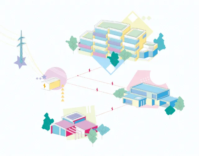 Infographic illustration of power station