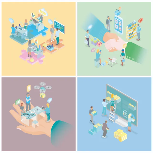 Vector illustration of team work