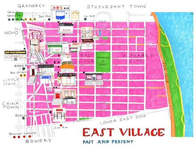 Map illustration of east village map