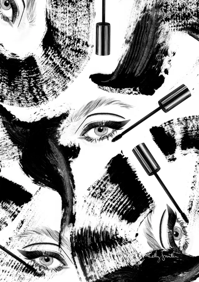 Fashion illustration of mascara swirls