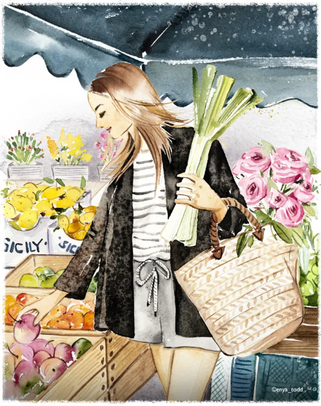 Watercolor Sunday farmer's market