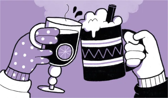 Vector art of comforting drinks perfect for wintry nights