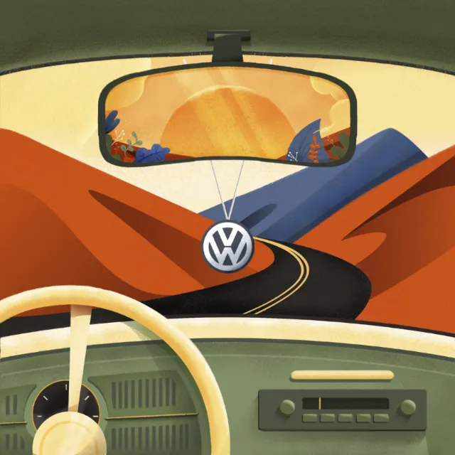 Illustration for Volkswagen ad on Yorokobu magazine cover 
