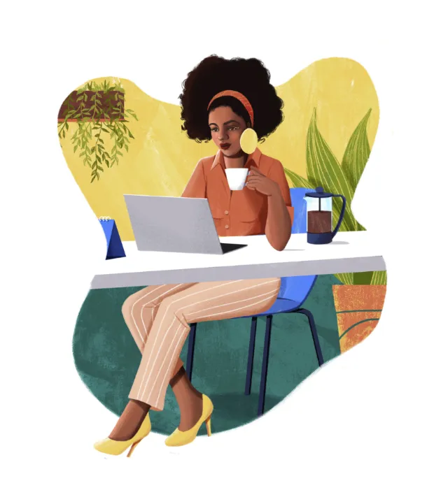 Home office illustration for Grão Gourmet website 