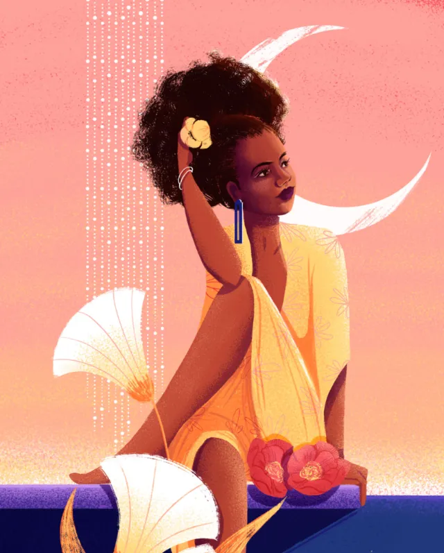 Digital painting of fashion girl for women calendar