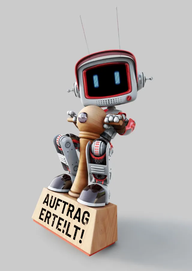 3d cgi robot with scooter