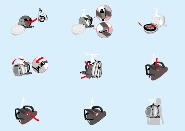 Step-by-step backpack assembly illustration by Tobias Wandres