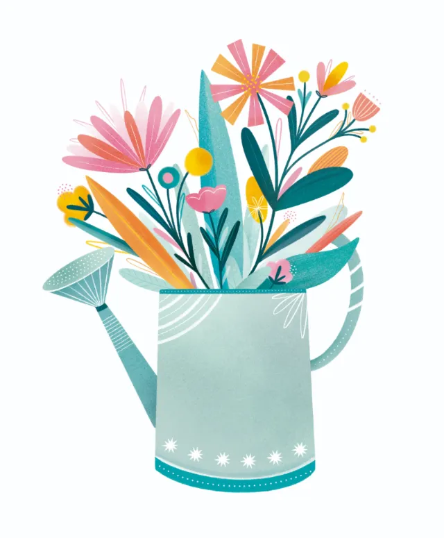 Digital art of gardening water can