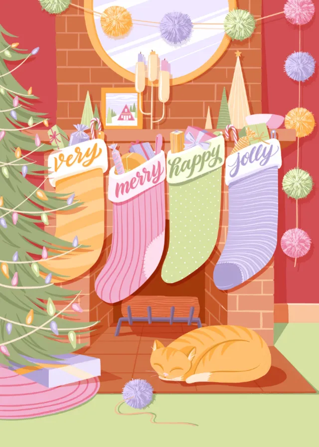 Graphic stockings Very merry happy jelly
