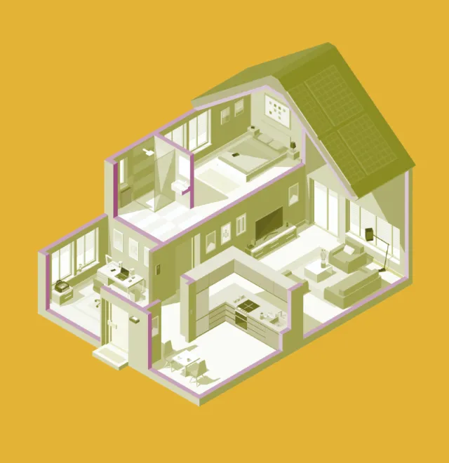 Isometric modern two-story house interior layout by Tobias Wandres