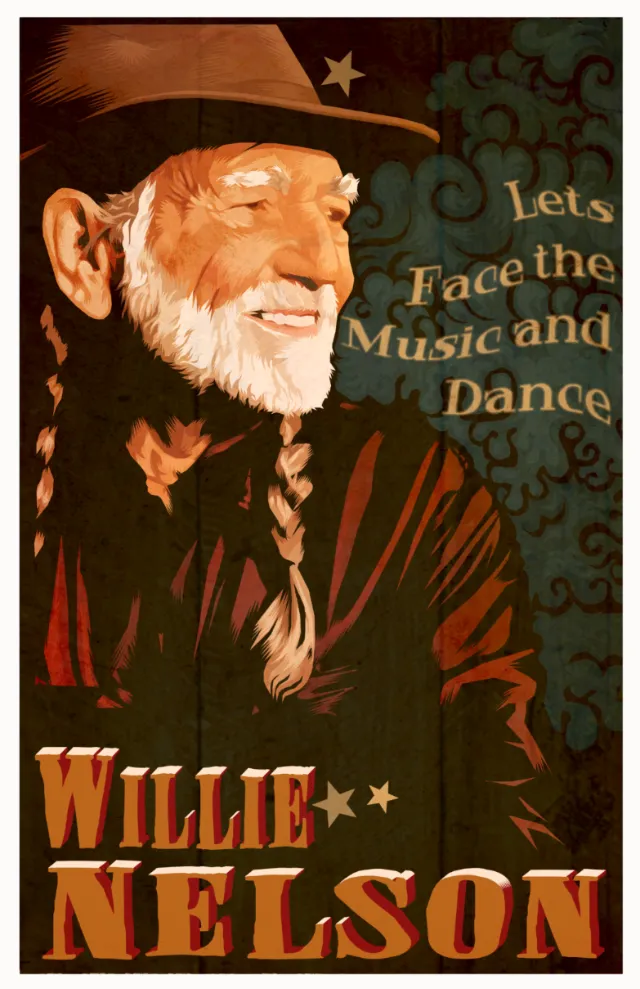 Graphic Lettering Willie Nelson