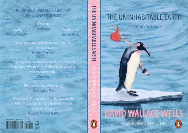 The Uninhabitable World book's double-page spread cover design
