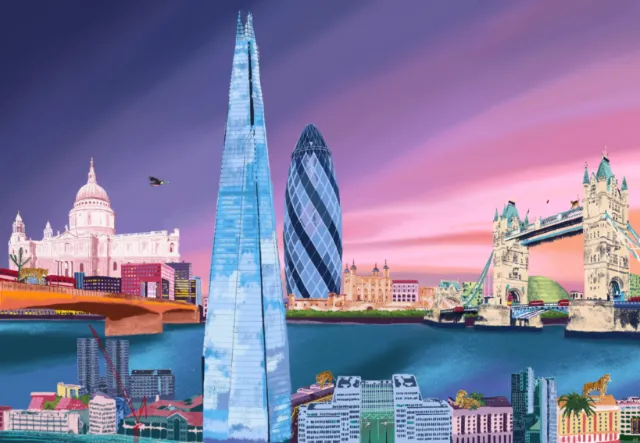 Watercolor painting of London city for Urban Jungle