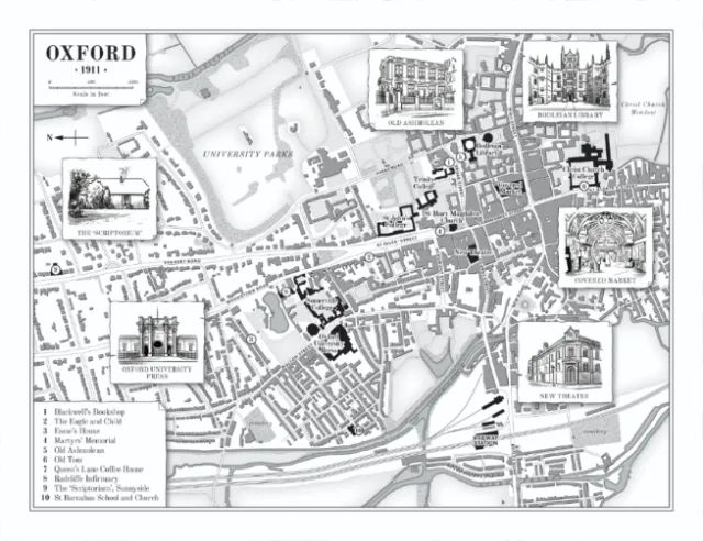 Black and white map of Oxford 1911.