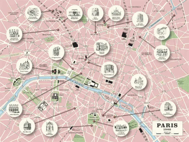 Retro Paris map illustration
