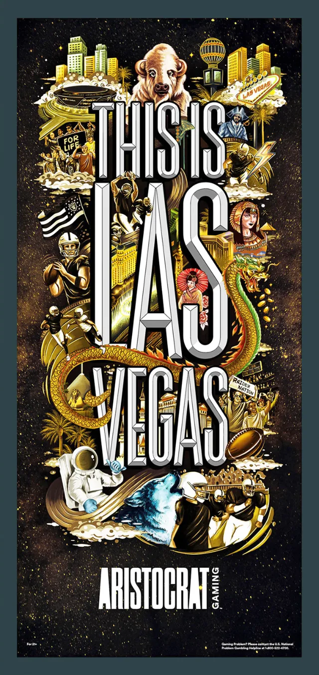 Aristocrat x Las Vegas Raiders: Massive billboard graphic