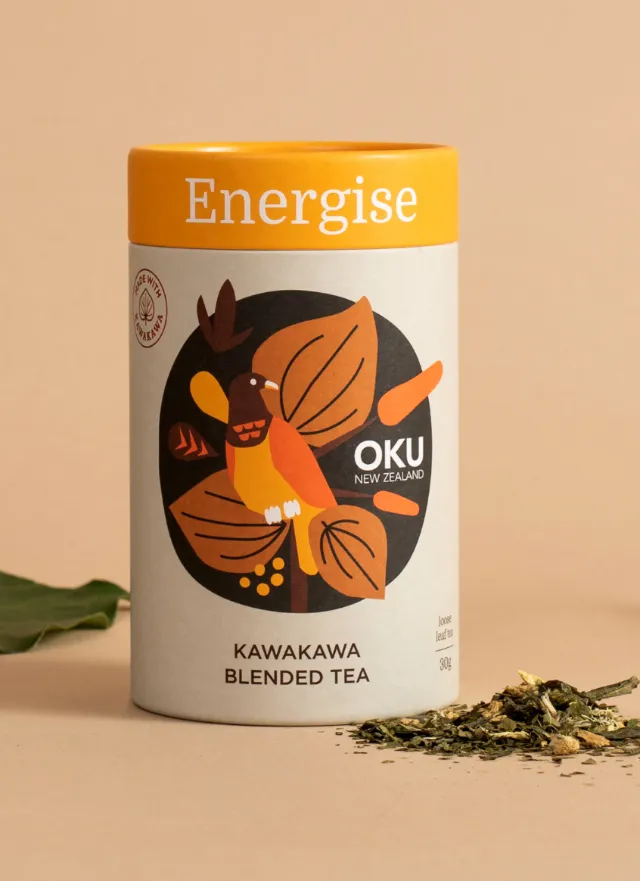 Kawakawa Blended Tea packaging illustration