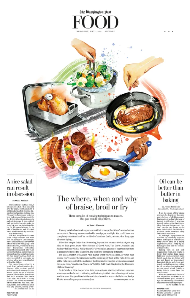 Editorial illustration on cooking techniques