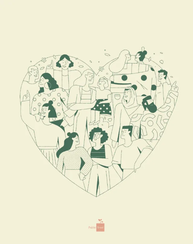 Graphic people in heart shape