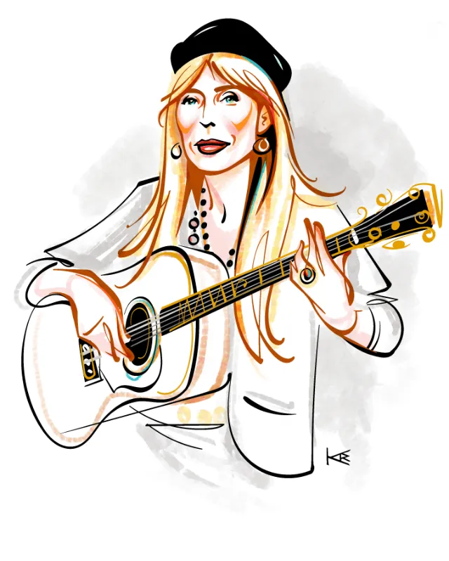 Line portrait of a female guitarist