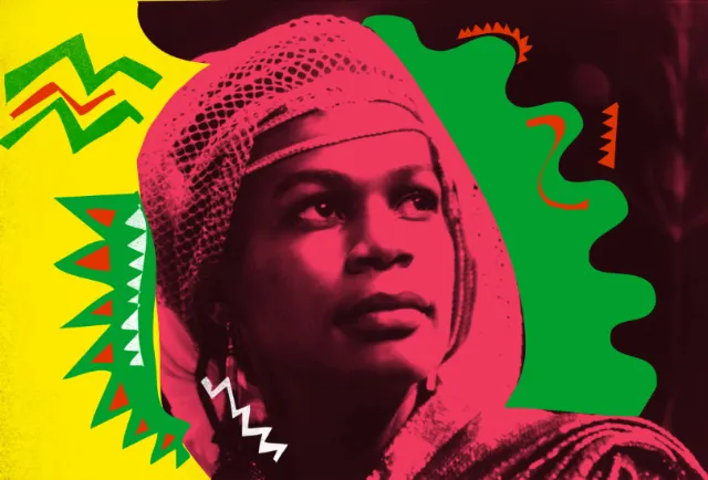 Collage art of a Rita Marley